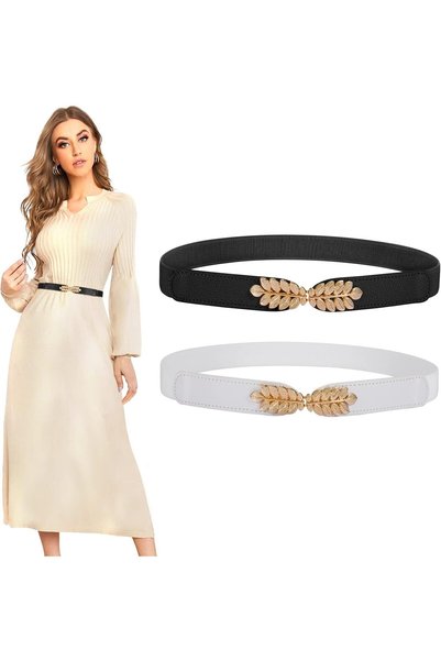 Generic Skinny Belts for Women, 2Pcs Stretch Retro Belt for Jeans, Shorts, We...