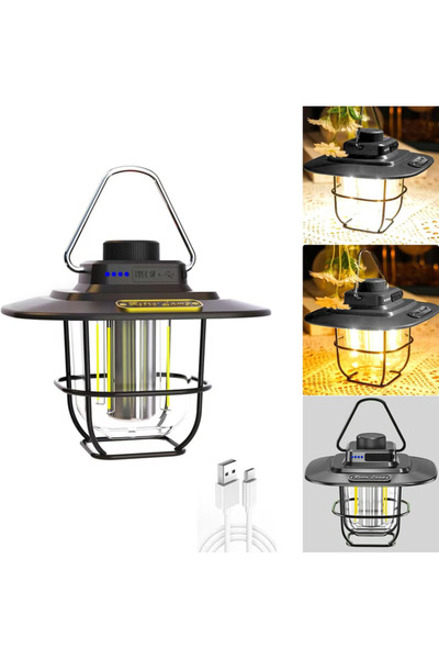 Generic Brand Black Rechargeable LED Camping Lantern 12 x 14.5 cm with Adjust...