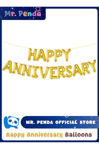 Mr. Penda 16 Pack Gold Happy Anniversary Balloons Letters, 16 Inch Gold Happy...
