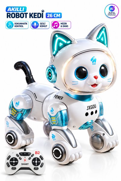 YILDIRIM OYUNCAK Uzaktan Kumandalı Akıllı Robot Kedi 26cm – Dokunmatik Kontro...