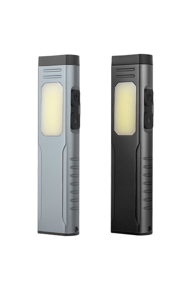 Generic Brand 2 Piece Black and Gunmetal Rechargeable Magnetic Flashlights wi...