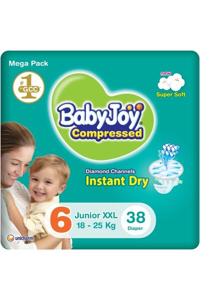 Generic فوطة ماسية مضغوطة، مقاس 6، جونيور إكس إكس إل، 16+ كجم، عبوة كبيرة، 38...