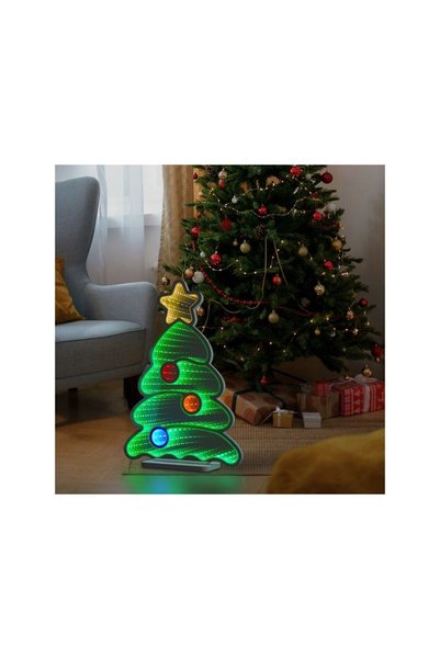 Jumbo Lampa Oglinda Decorativa de Craciun Brad cu Efect Infinit & LED 27x8x39cm