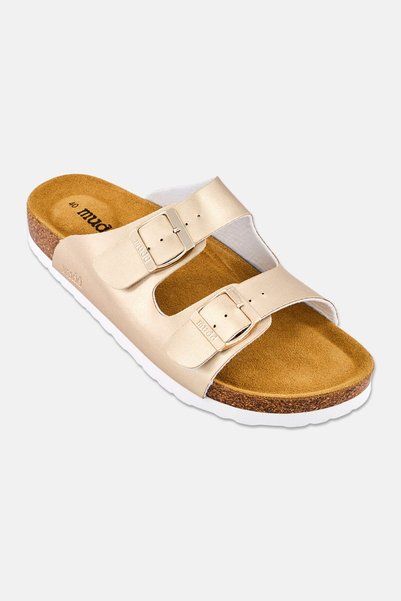 MUDD Women Slip On Cork Sandals, Gold