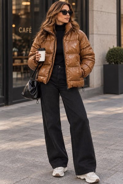 WeShaya Taba Stand-Up Collar Puffer Coat, Zipper