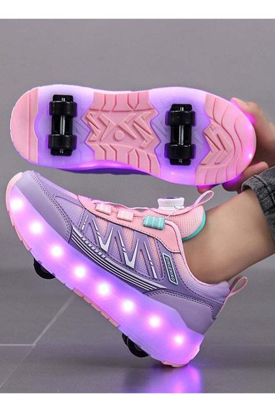 Hompenny أحذية تزلج بأربع عجلات للأطفال مع أضواء LED |   أحذية رياضية قابلة ل...