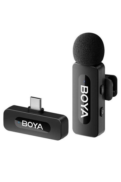 BOYA ميكروفون لافالير لاسلكي BY-V10 مع منفذ USB-C، مزود بخاصية إلغاء الضوضاء،...