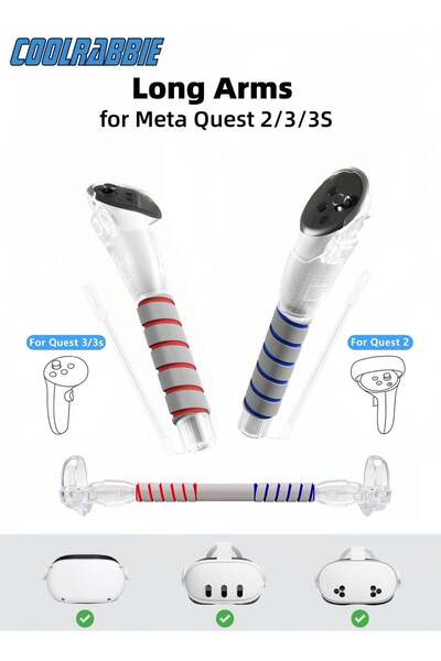 CoolRabbie Clear 3-in-1 Long Arms for Oculus Meta Quest 3S/3/2: No Signal Blo...