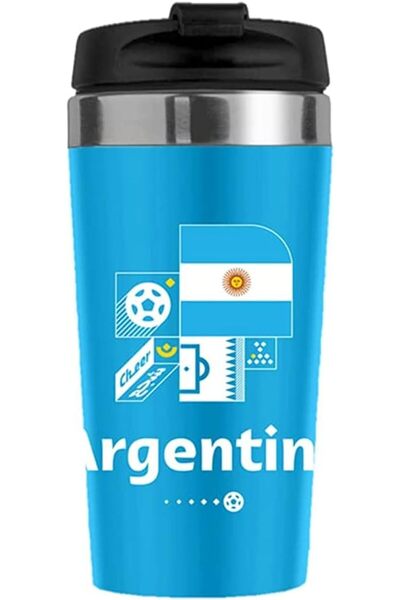 Generic World Cup Qatar 2022 Stainless Steel Vacuum Mug- Argentina- 450ml, Bl...
