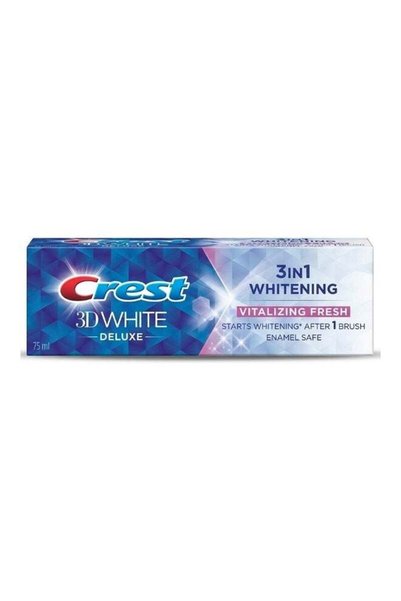 Crest معجون أسنان 3D وايت ديلوكس 3 في 1 آمن للأسنان، منعش وحيوي، 75 مل
