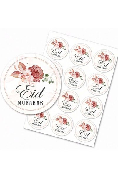 Generic ملصقات عيد بتصميم زهري وعبارة "عيد مبارك" – مجموعة ملصقات زينة العيد ...