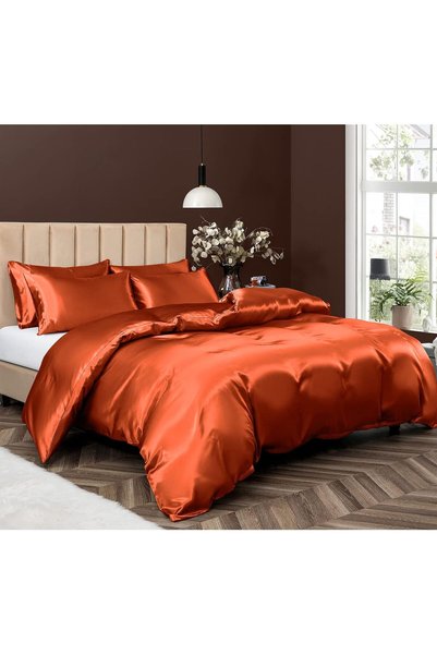 Generic 5 Pieces Satin Duvet Cover Full/Queen Size Set, Luxury Silky Like Bur...