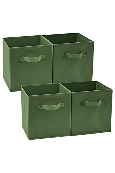 Noonedibs Set de 4 coșuri pliabile din material textil, organizator de depozi...