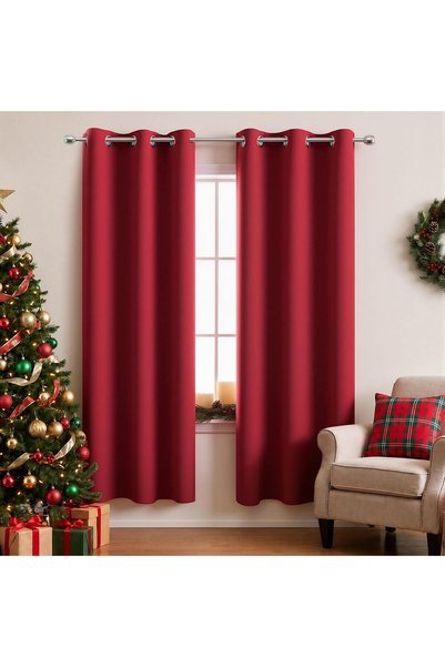 Generic Red Curtains 72 Inches Long for Living Room Christmas Xmas Holiday In...