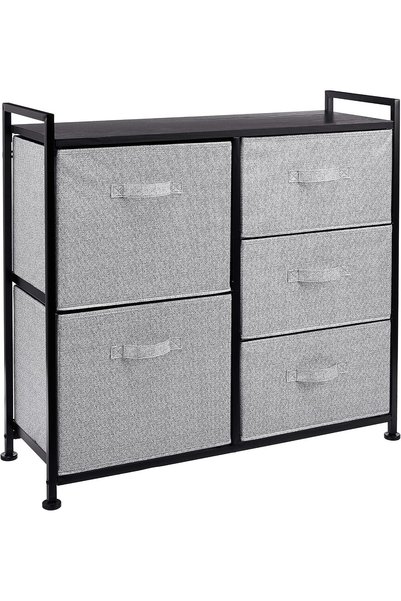 Generic Fabric 5-Drawer Storage Organizer Unit for Closet, Black