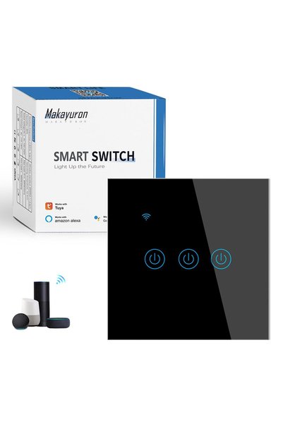Generic مفتاح إضاءة ذكي من TuYa يعمل بتقنية WiFi، 3 أزرار تعمل باللمس، لا يحت...