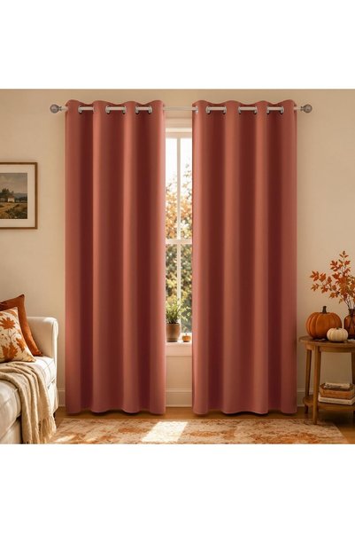 Generic Orange Curtains 84 Inch Length for Bedroom 2 Panels Set Grommet Room ...