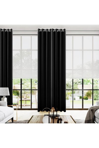 Generic Black Curtains 96 Inches Long for Living Room Bedroom,Window Treatmen...