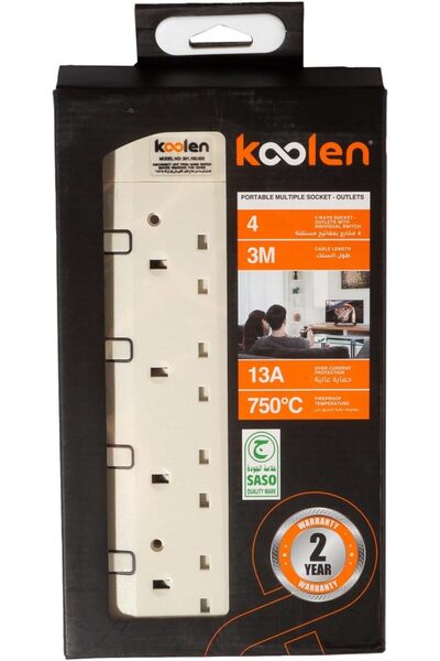 Generic Plug Socket with Four Plugs, 3 Meter Cable Length