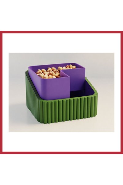 Generic Brand 3D-Printed Pistachio Bowl - Dual-Chamber Shell Separator Servin...