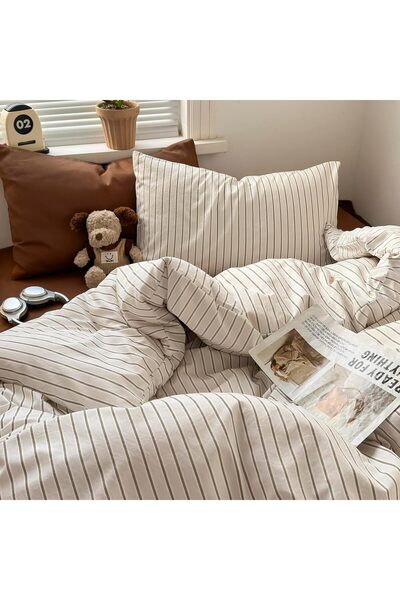 Generic Vintage Striped Duvet Cover Set Full Size, 3 Piece Premium Washed Mic...