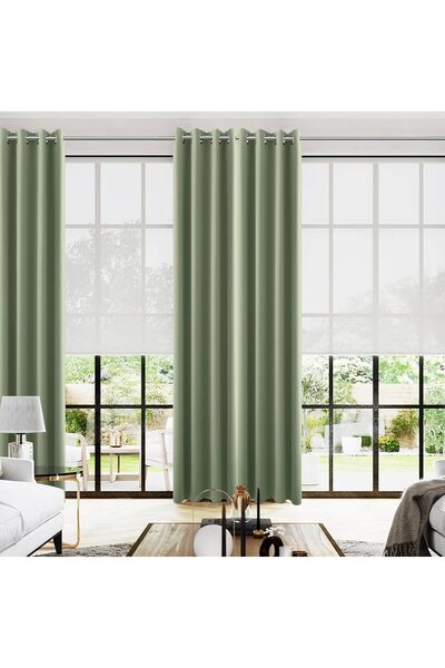 Generic Sage Green Grommet Blackout Curtains for Bedroom 52x96 Inches Long