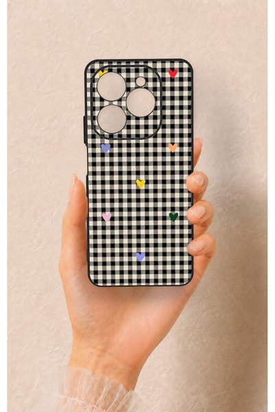Vip Case Tecno Spark 20 Pro Compatible Silicone Case with Heart-Shaped Plaid ...