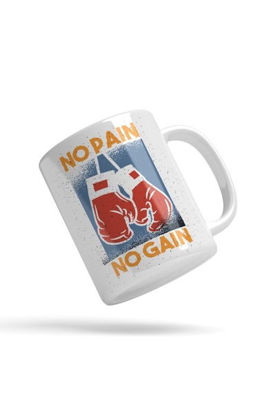 INOVATIX Cana alba personalizata, Motivational No Pain No Gain,Manusi De Box ...