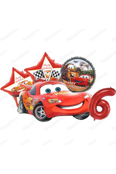 Hasbro As Show 6 Cartoon Lightning Car Theme Foil Balloons Set Number 1-9 Bal...