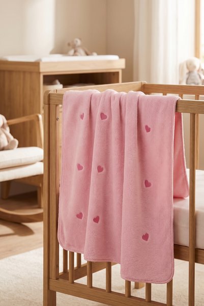 LİVİA SOFT Welsoft Bebek Battaniyesi Nakışlı 90x100 cm Yumuşak Peluş Yenidoğa...