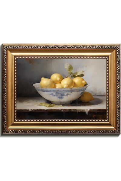 Generic Vintage Gold Framed Wall Art, Vintage Lemons Still Life Canvas Art Pr...