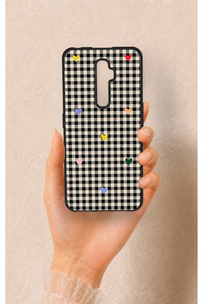 Vip Case Oppo Reno 2Z Compatible Silicone Case with Heart-Shaped Plaid Pattern