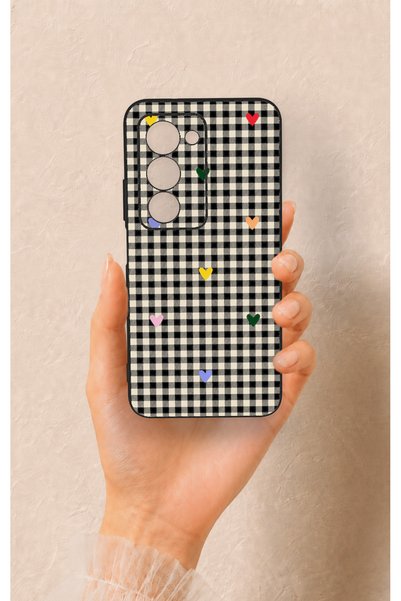 Vip Case غطاء سيليكون بتصميم مربعات ونقشة على شكل قلب، متوافق مع هاتف Redmi 1...