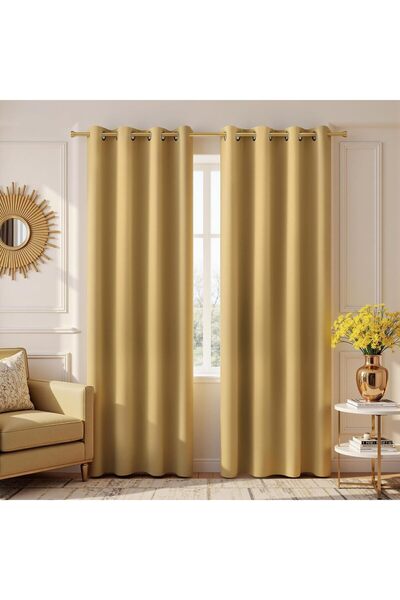 Generic 90 Inch Long Gold Grommet Curtains for Family Room 2 Panels Light Dif...