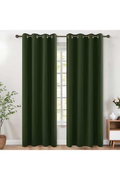 Generic Olive Green Blackout Curtains 52x90 Inch Length for Living Room