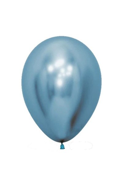 DAMUR Set of 12 Balloons, Innovation, Chrome Latex, 25 cm, Light Blue