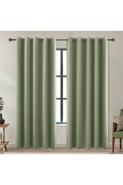 Generic Dark Sage Curtains 72x63 Inches Long for Dining Room 2 Panels Blackou...