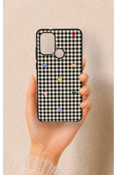 Vip Case Casper Via F20 Compatible Silicone Case with Heart-Shaped Plaid Pattern