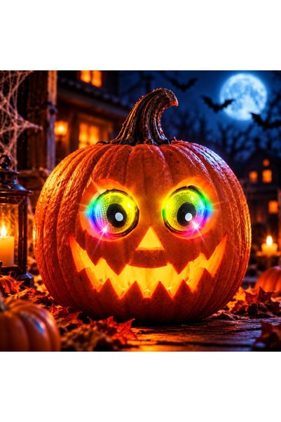 AMSCAN Ochi decorativi luminoși pentru dovleac de Halloween, model galben, LE...