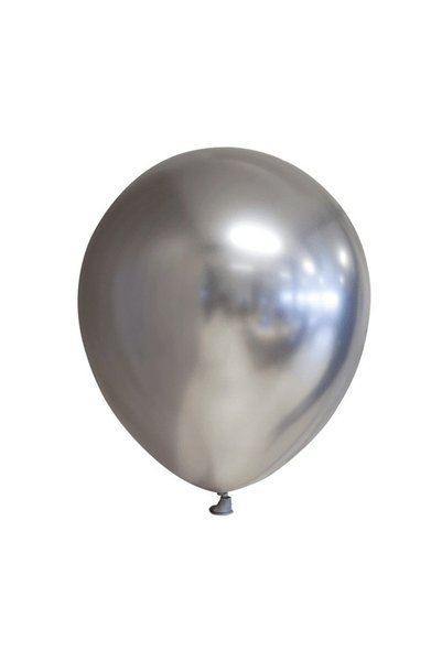 DAMUR Set of 12 Balloons, Innovation, Chrome Latex, 25 cm, Silver