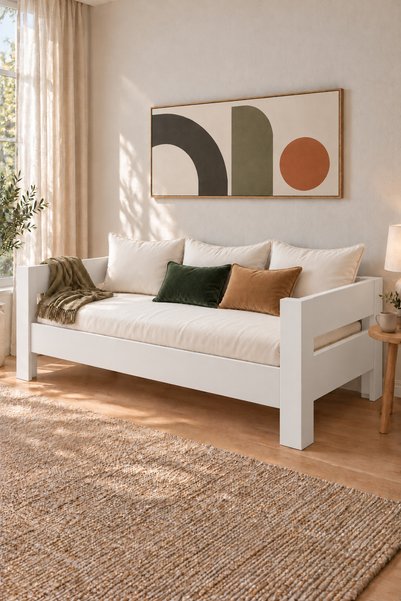 ARNETTİ Letto Daybed Tek Kişilik Karyola ve Divan 90x190 cm Beyaz