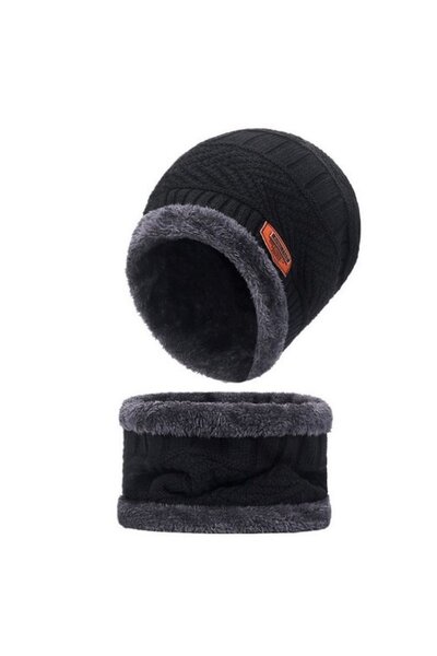 Noonedibs Femei bărbați cald Beanie pălărie eșarfă set iarna în aer liber win...