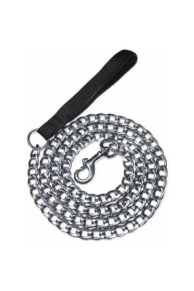 Noonedibs Lesă metalică pentru câini (180 cm) Lesă anti-fricțiune cu lanț pen...