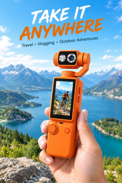 Generic Brand OZCT 4K Ultra HD Handheld Gimbal Camera for Travel, Vlogging an...