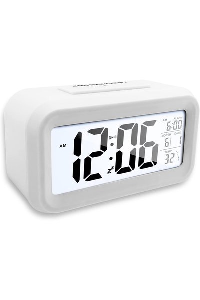 Noonedibs Ceas deșteptător digital cu ecran mare, alimentat cu baterii, lumin...