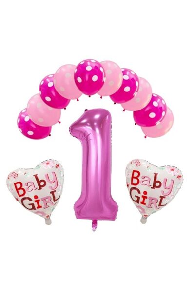 DAMUR Set de 13 baloane, pentru prima aniversare, 10 baloane din latex, 2 bal...