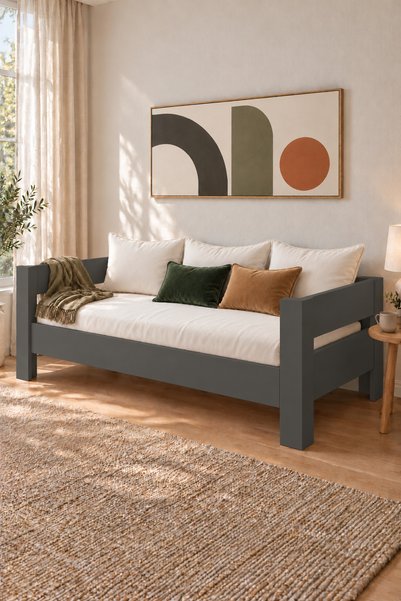 ARNETTİ Letto Daybed Tek Kişilik Karyola ve Divan 90x190 cm Antrasit