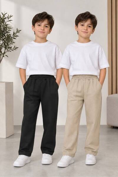 DEMOİSELLE Children's Elastic Waist Fabric Pants