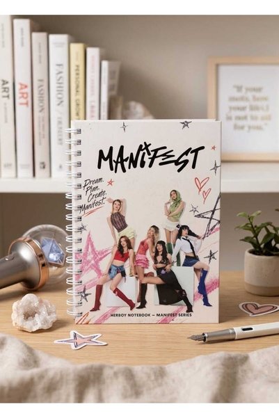 Herboy Manifest Hardcover Checked Notebook, 80 Pages, 17x24 cm, with Stickers