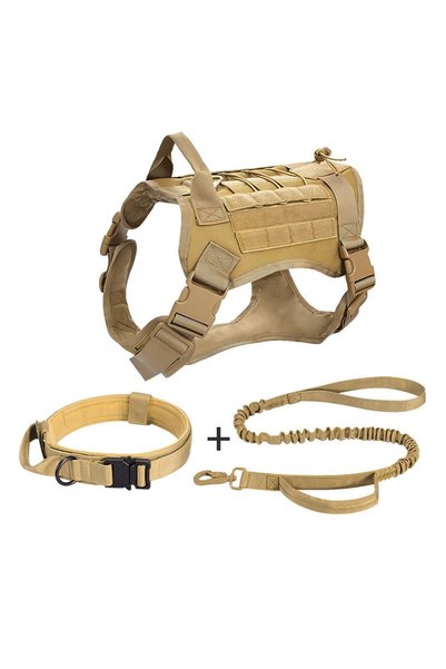 Noonedibs Vestă tactică pentru câini, ham pentru câini de talie mare, zgardă ...